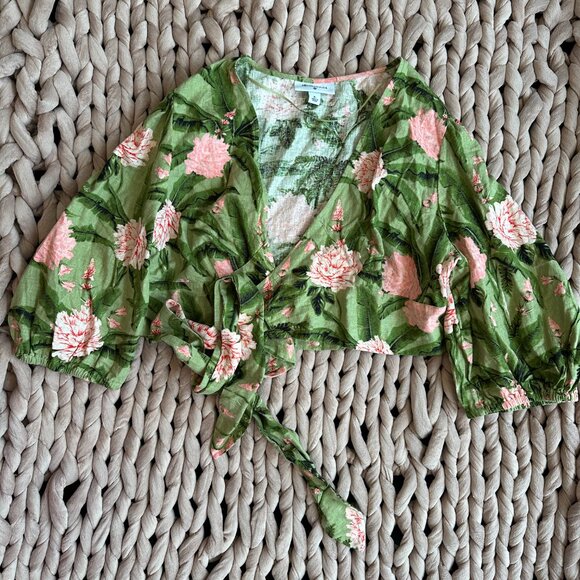 Bendita x Target Peony Print Tie Wrap Top - Picture 5 of 6